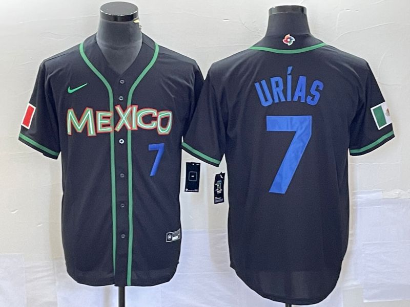 Men 2023 World Cub Mexico #7 Urias Black blue Nike MLB Jersey8